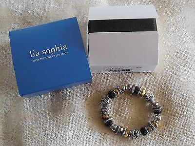 Primary image for Lia Sophia Paula Stretch Bracelet Black & Gold Glass & Resin Beads