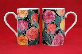 Roses stoneware 2 Mugs set by Michele Aubourg for Dunoon Scotland - $11.99