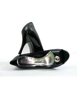 BCBGirls Black Patent Heels U.S. Size 9B Open Toe Stilettos Shoes - £29.79 GBP