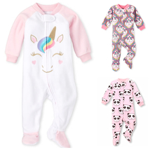 NWT The Childrens Place Unicorn Panda Fox Girls Footed Fleece Sleeper Pajamas - $8.44