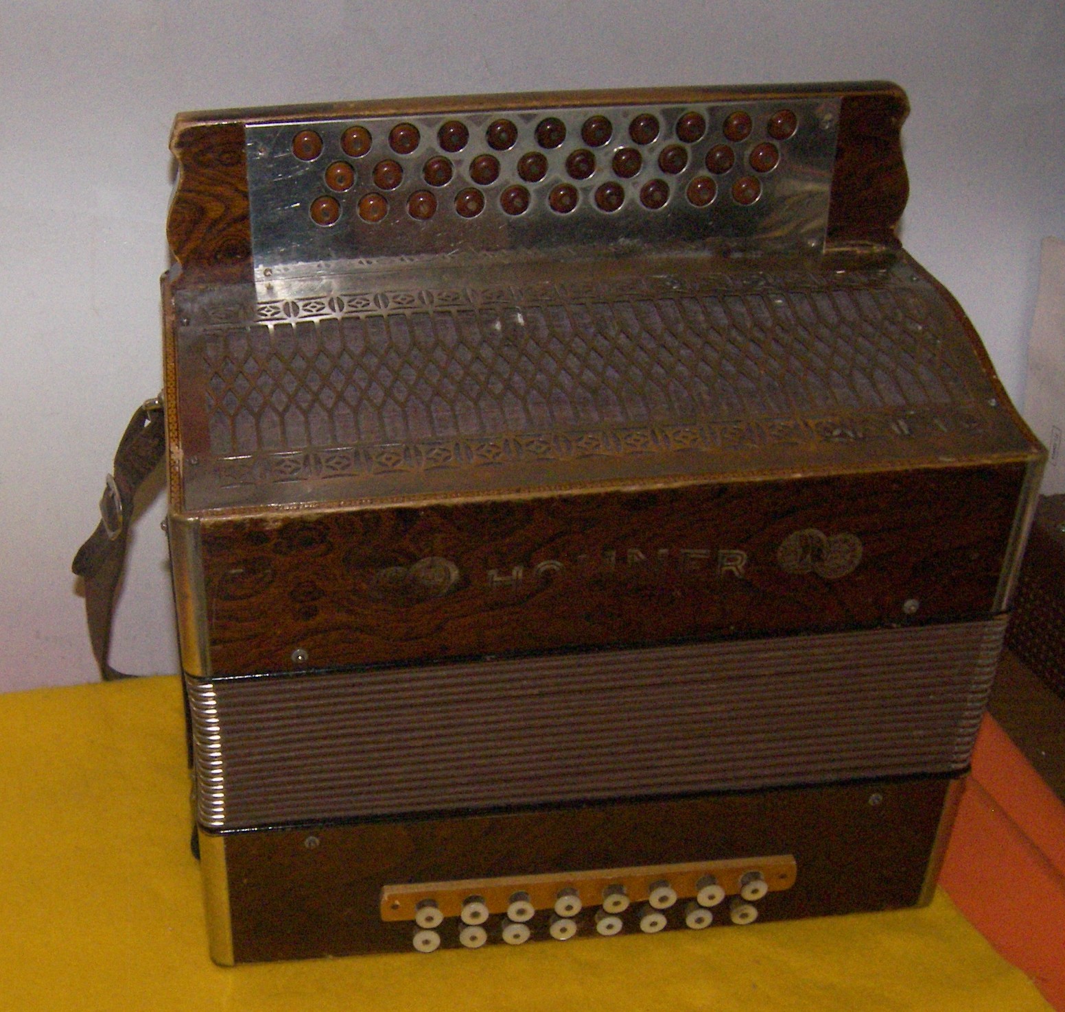 Rare Hohner 3 Row Button Accordion With Case - Other