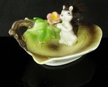 Whimsical SKUNK ashtray Trinket tray Furry tail Vintage gift dresser dish