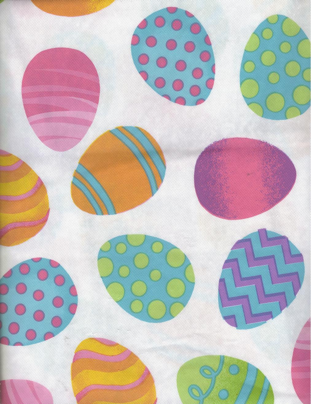 Holiday Easter with Eggs (White) 52x70 Oblong Vinyl Tablecloth Flannel