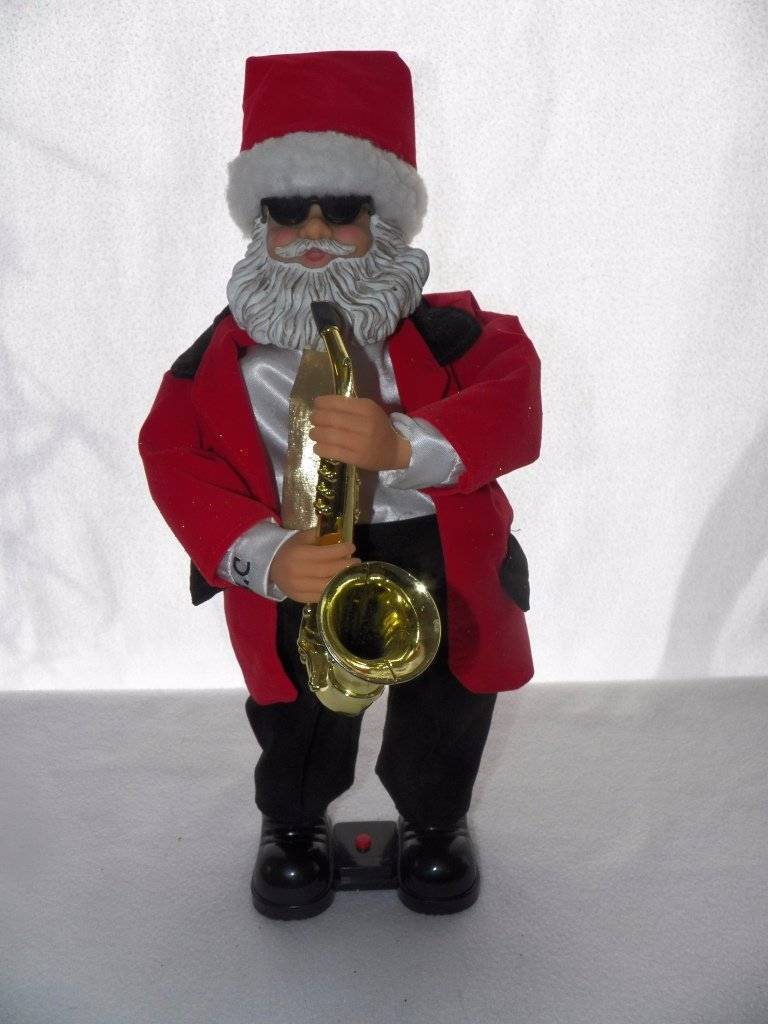 15" Holiday Time Saxophone Santa Dancing Musical Animated Christmas Display IOB Santa