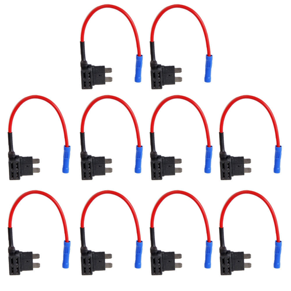 10Pcs 12V Standard Add A Circuit Fuse Tap Piggy Back Blade Holder Plug
