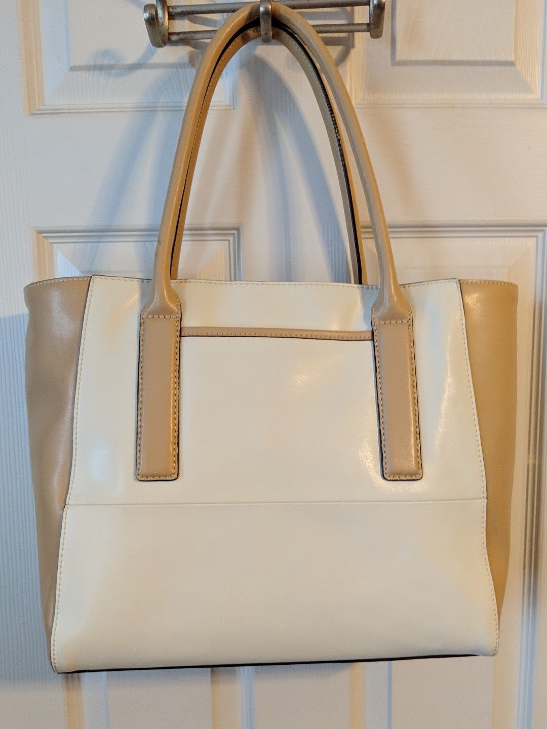 DANA BUCHMAN PARAMOUNT LEATHER TOTE SHOULDER BAG PURSE WHITE BEIGE NWT ...