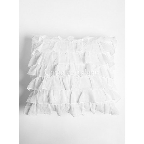 White Ruffled Euro Pillow Sham Cover Pillow Shams