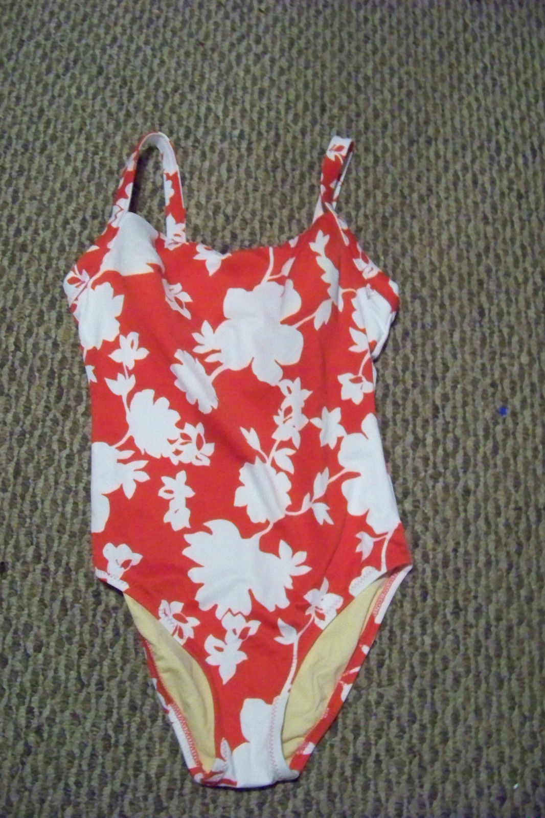 NEW WOMENS LANDS END red floral ONE PIECE SWIMSUIT SIZE 8 C uw ...