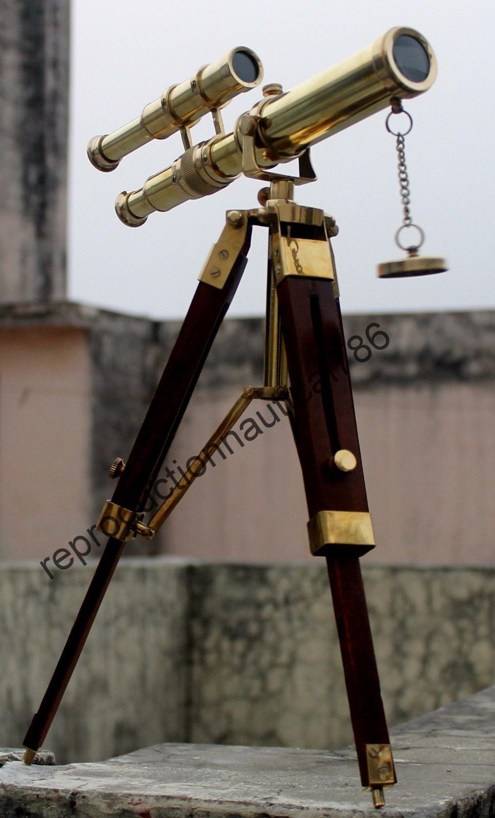 Vintage Solid Spy Glass Telescope Maritime Nautical Wooden Stand