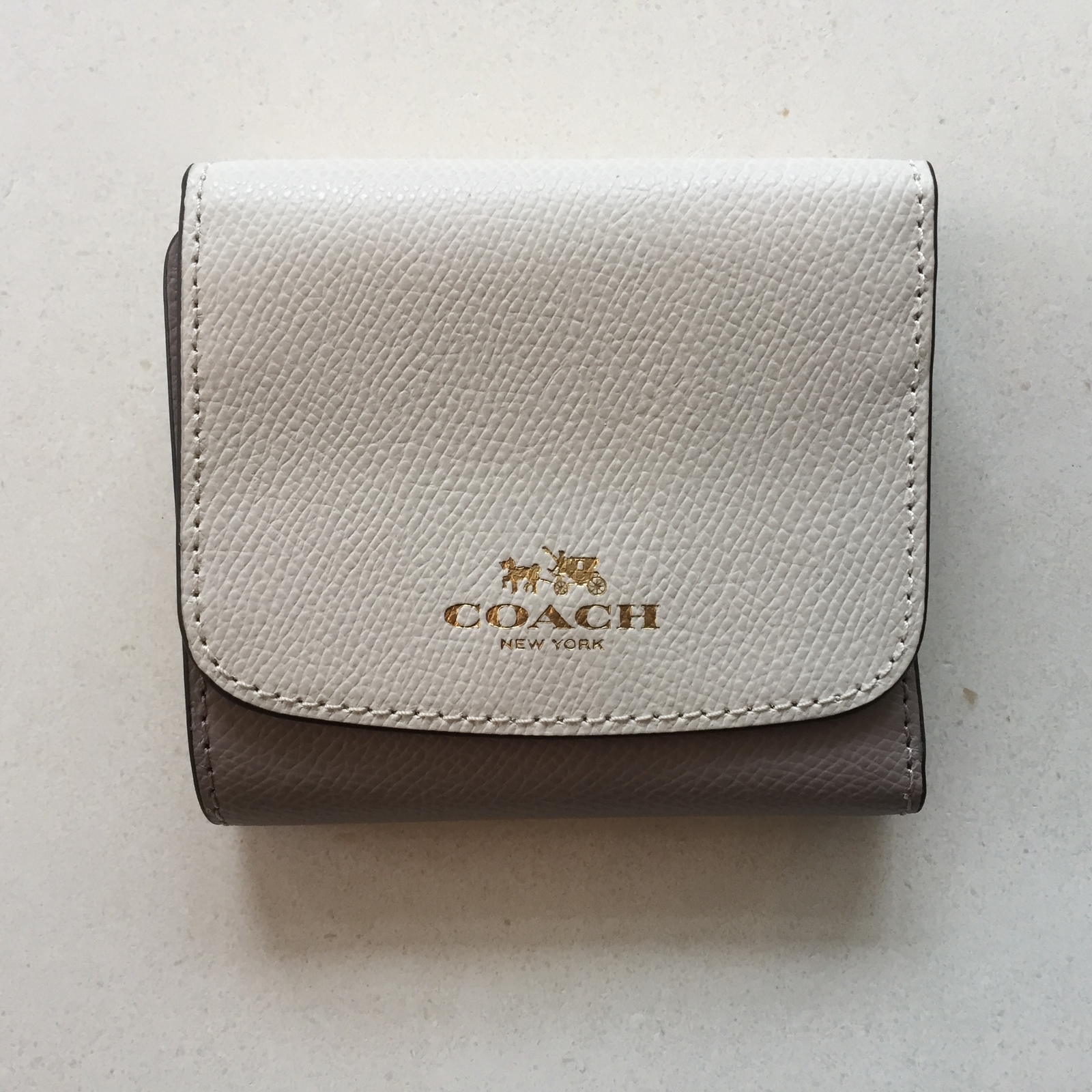 Coach Chalk Grey Birch Crossgrain Leather Small Wallet F53779 - Wallets