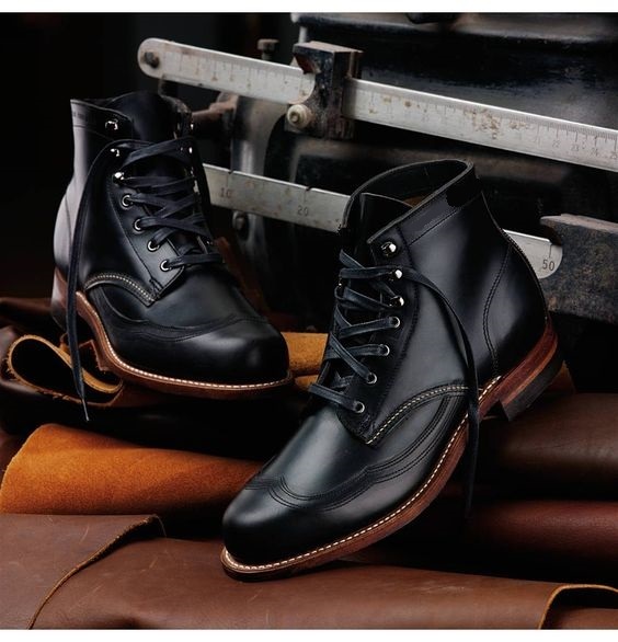 Classic men black genuine leather ankle boots, Men lace up ankle casual ...