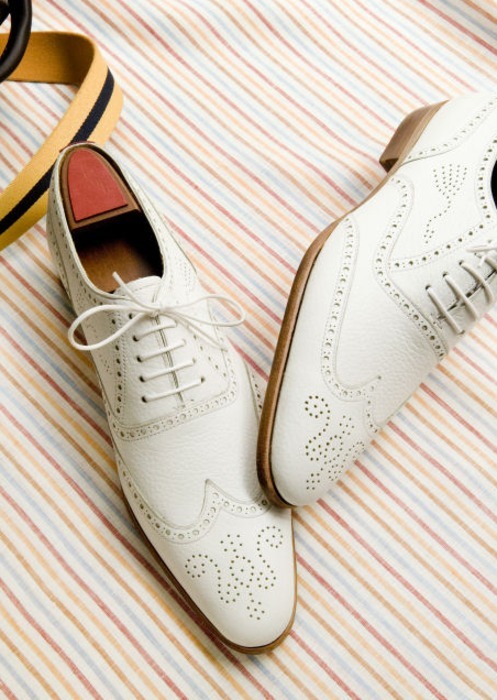 Handmade men fashion wingtip brogue white leather shoes, Men white ...