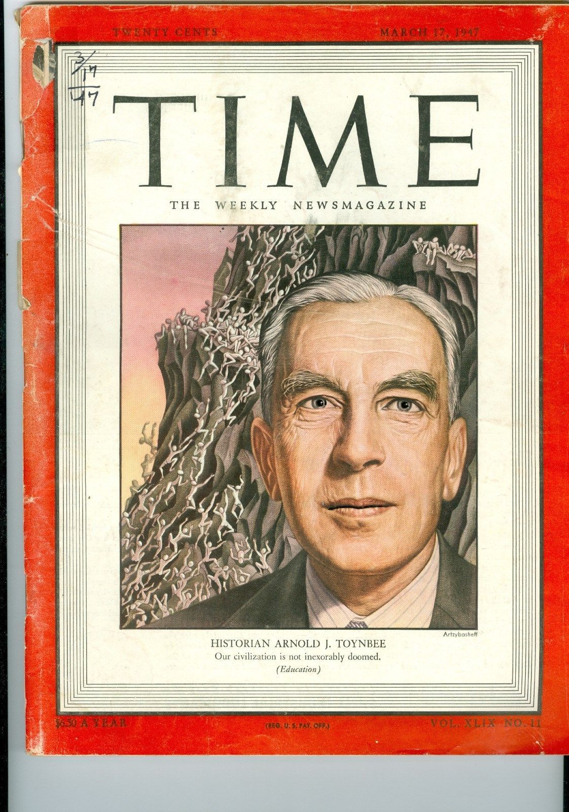 Time Magazine Historian Arnold J. Toynbee March 17 1947 - Magazine Back ...