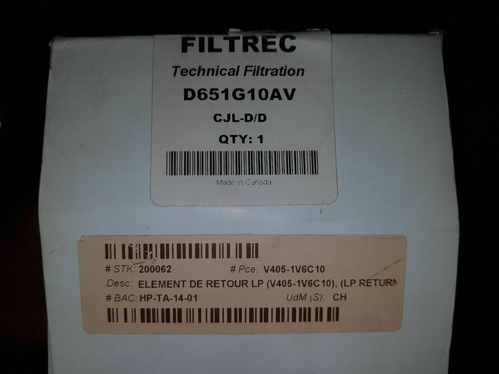 Details about   FILTREC D651G10AV hydraulic filter 