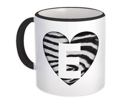 Monogram Letter E : Gift Mug Zebra Letter Initial ABC Animal Heart - $15.90