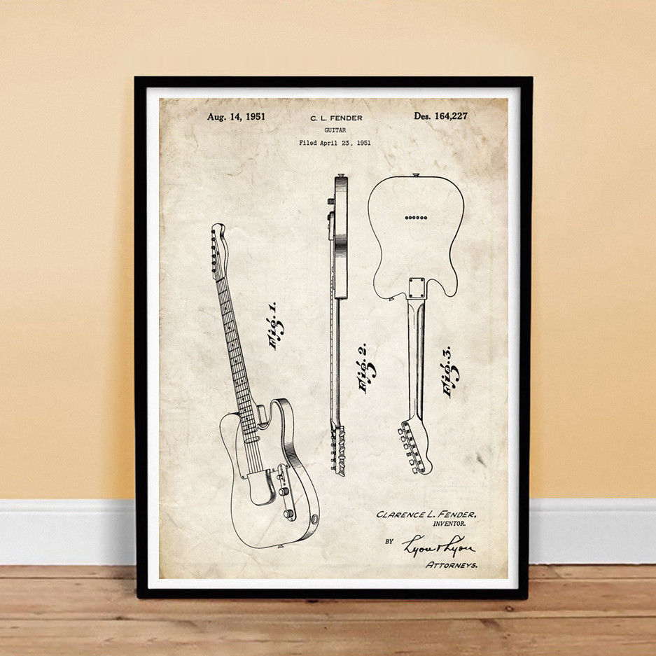 Kurt Cobain/'s Fender Mustang Custom guitar ART POSTER A2 size