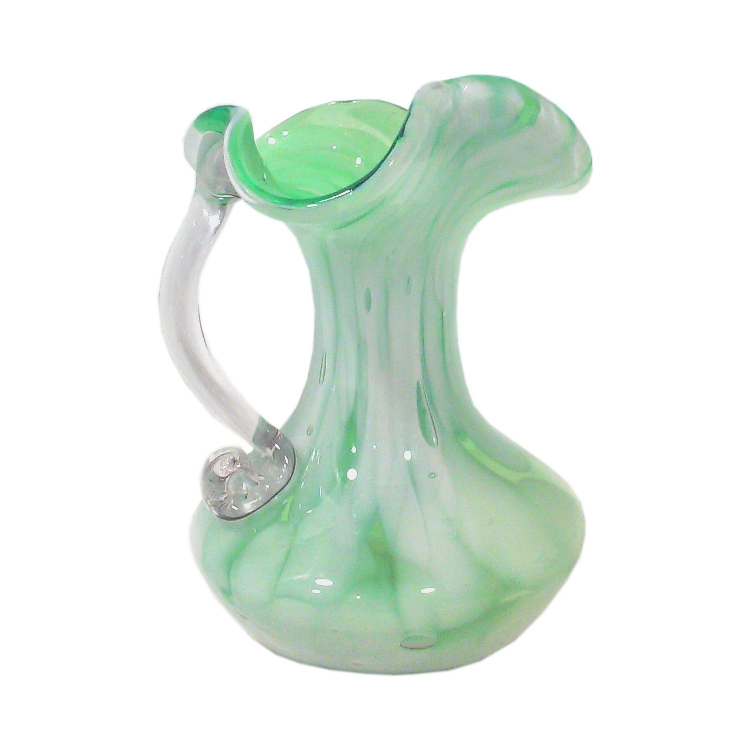Vintage Murano Style Green Art Glass Pitcher Vase Vintage, Retro, Mid