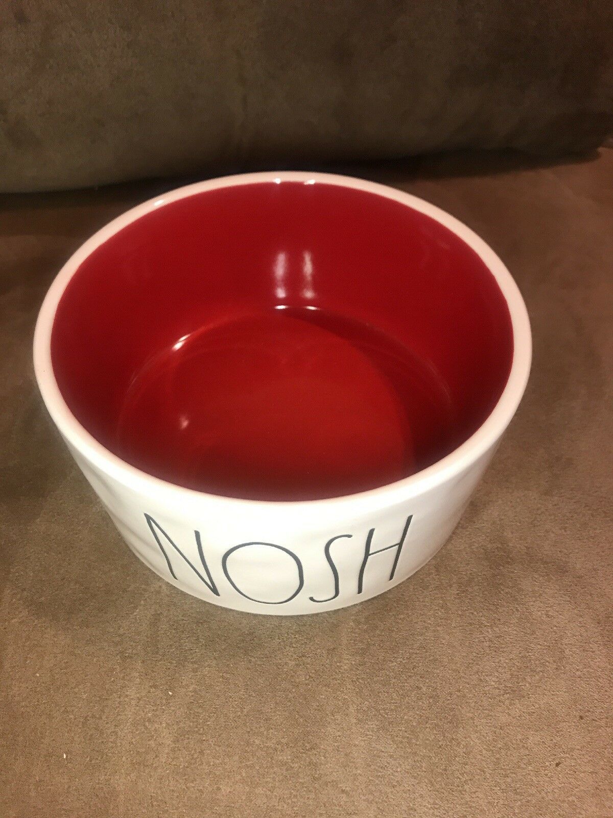 Rae Dunn Nosh Pet Large Dog Bowls New Magenta Bowl Red Interior Holiday