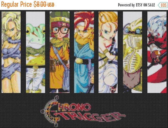 counted Cross stitch pattern chrono trigger 7 bookmarks 220x155 stitches BN806
