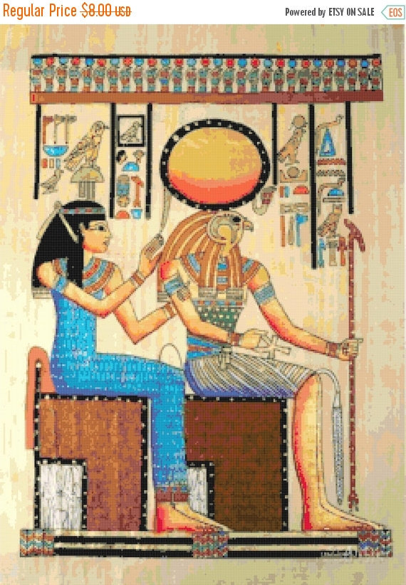 Counted cross stitch pattern Horus queen egyptian papyrus 248*343 stitches BN961