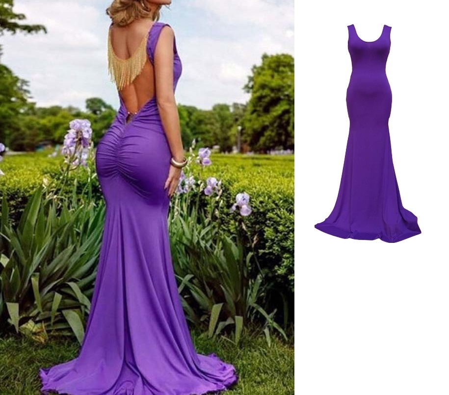 Purple Open Back Dress Prom Wedding Gown Dresses