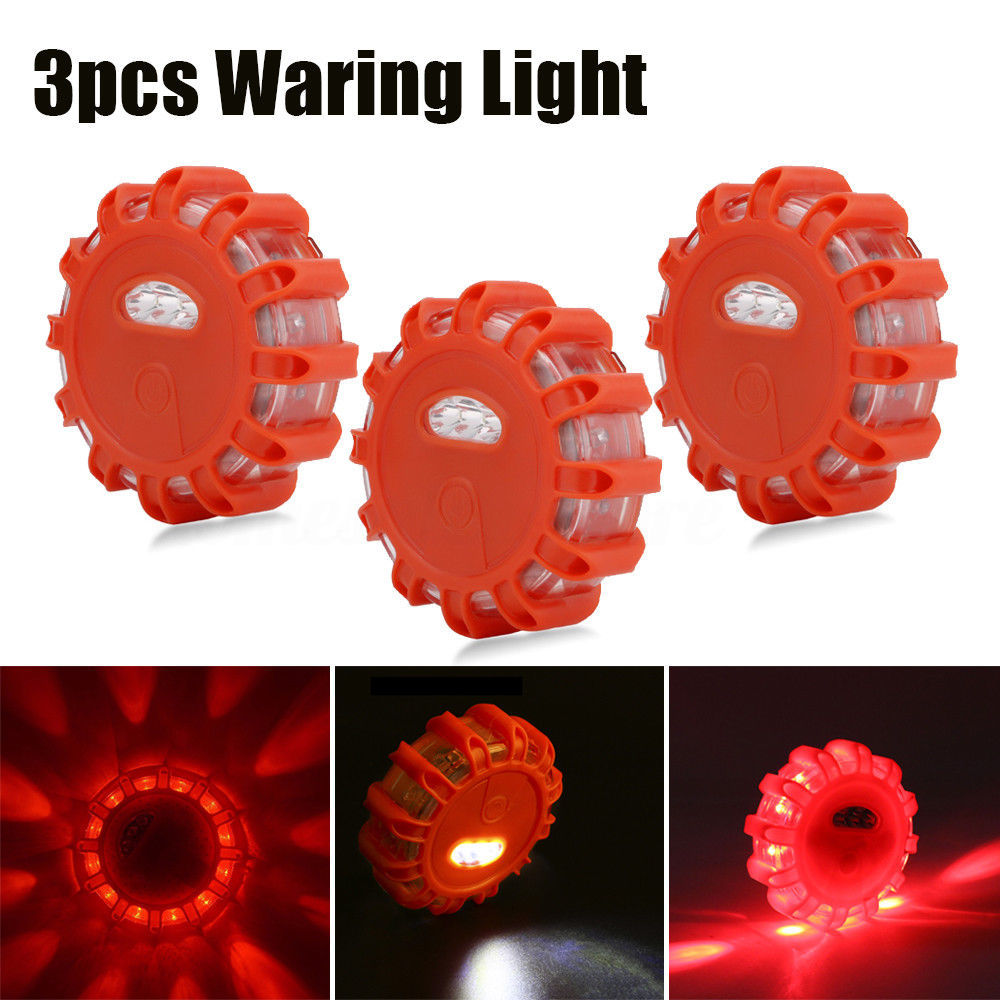 Image of 3Pack LED Road Flares Flashing Warning Roadside Safety Light for Car Truck