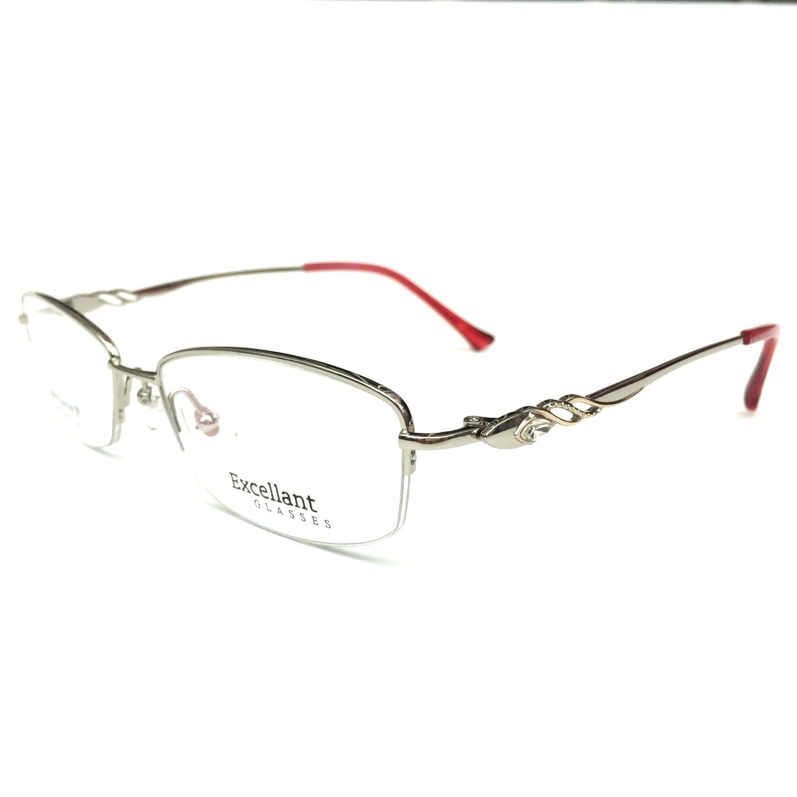 Designer Womens Titanium Half Rimless Eyeglasses Frames Rx Spectacles