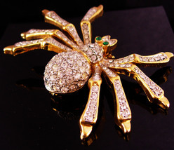HUGE Vintage spider brooch - 3 1/4&quot; rhinestone pin - insect bug -  figur... - $175.00