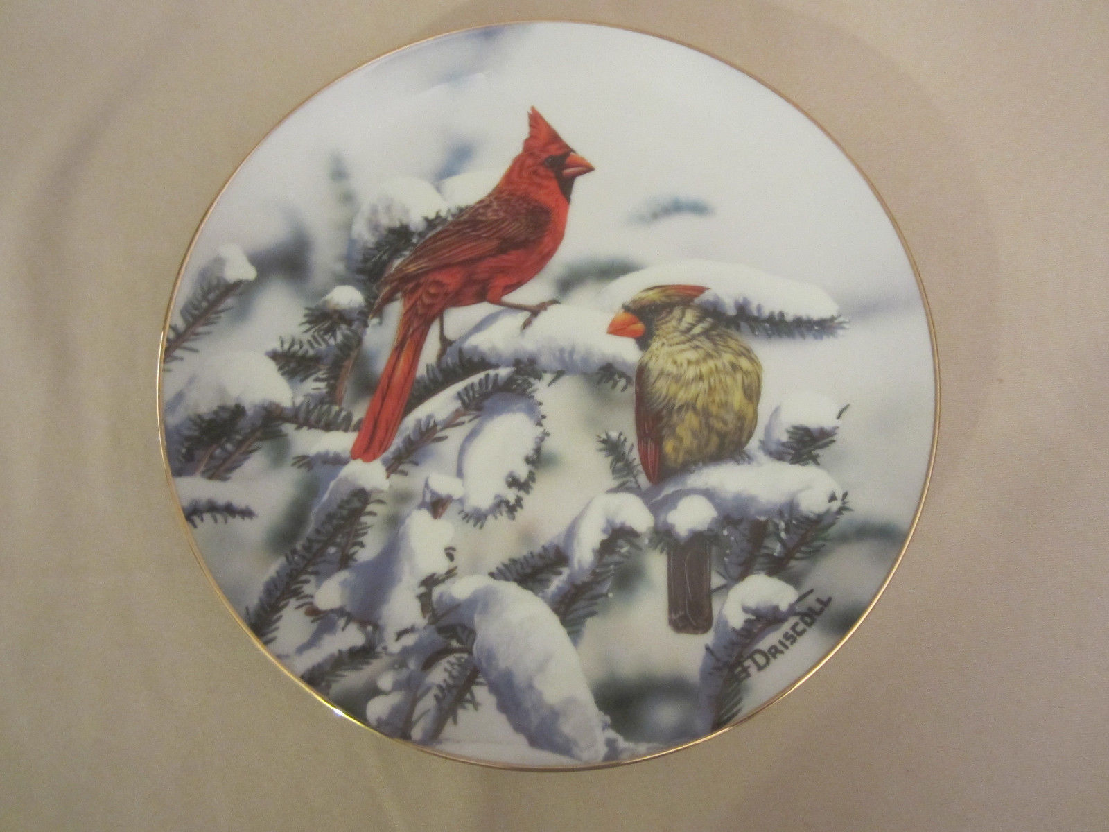 CARDINAL collector plate O'DRISCOLL Red Cardinals of Winter BIRD