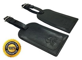 AVIMA BEST Premium Leather Luggage Bag Tags 2 Pieces Set - Black - £8.50 GBP