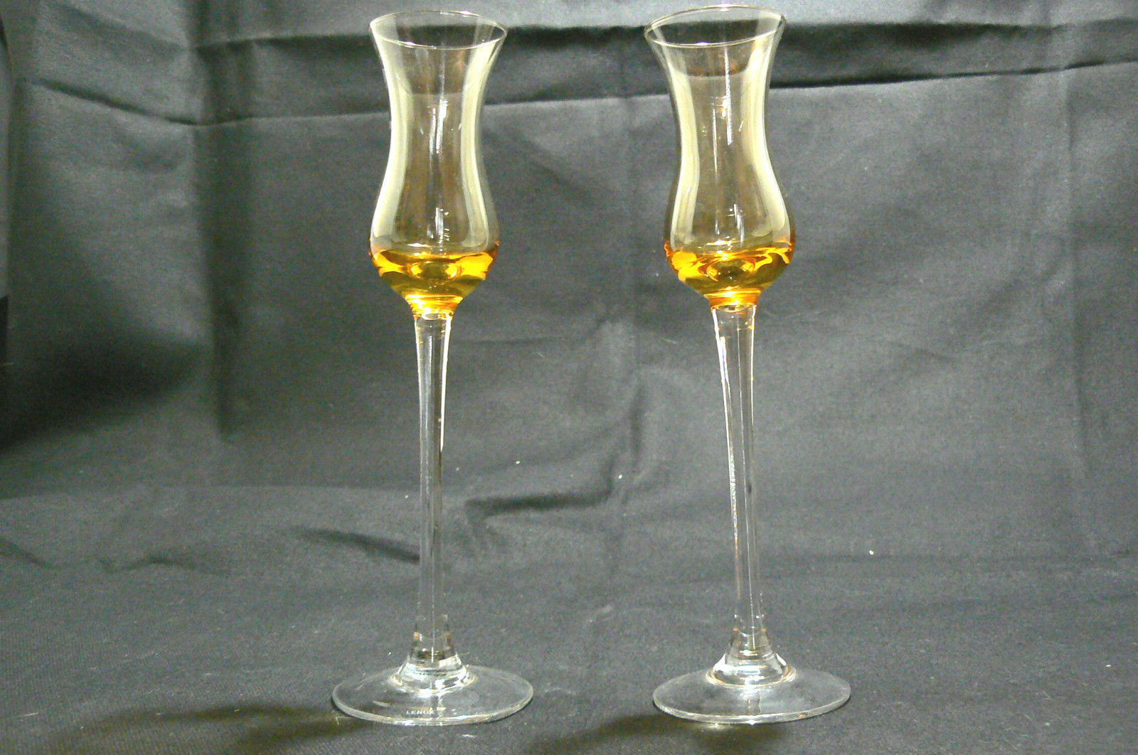 Vintage Lenox Crystal " Amber Gems " Tall Cordial Glasses Lenox