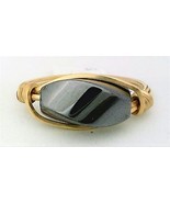 Hematite Twist Gemstone Bead Gold Wire Wrap Ring sz.8.5 - $10.08