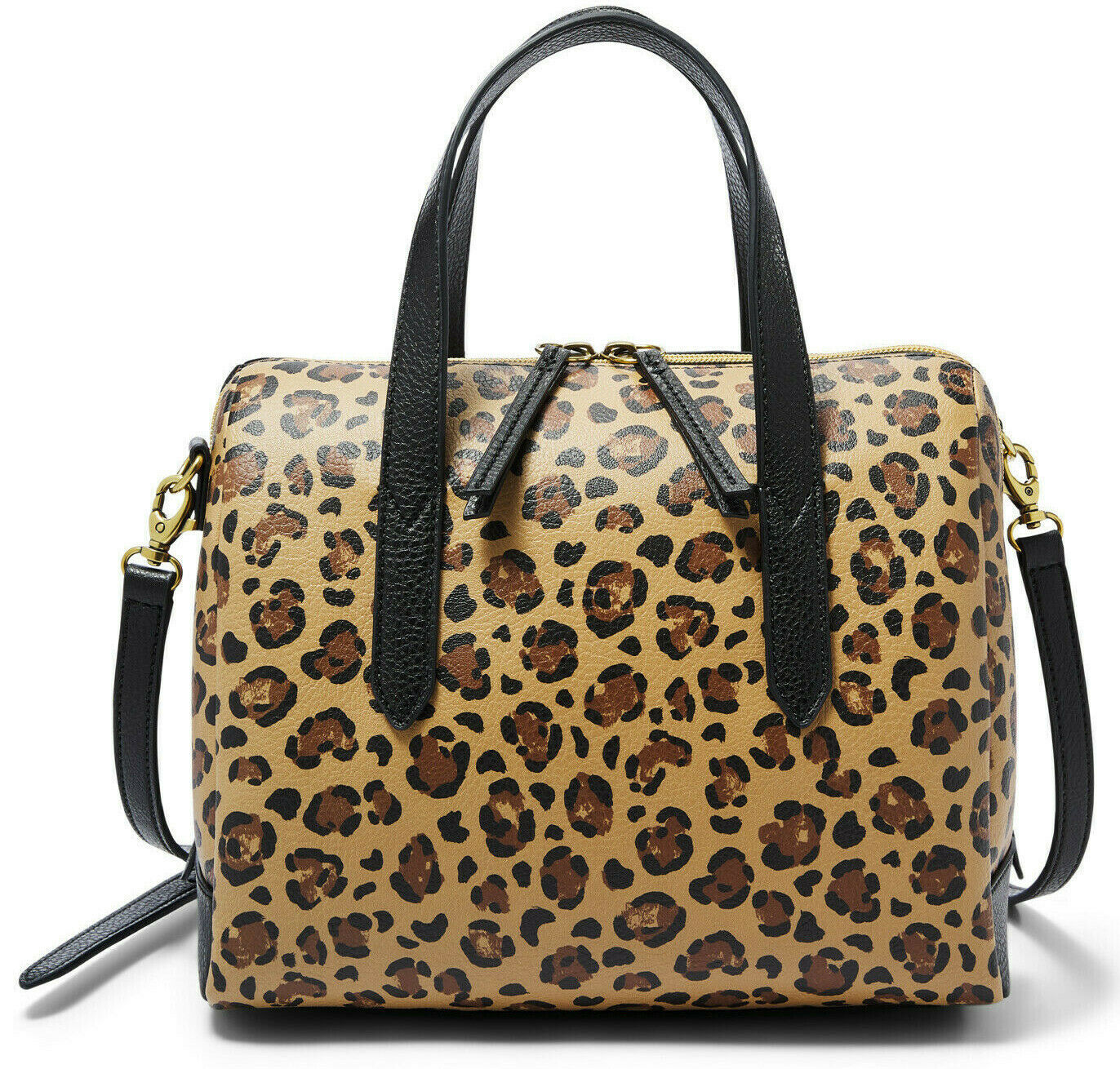 NWB Fossil Sydney Satchel Cheetah Handbag Leopard SHB2351989 X-body Dust Bag FS
