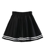 Genetic Girl&#39;s Double Layer Elasticated Pleat Skirt (M, Black White Stri... - $25.73
