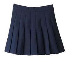 Women High Waist Solid Pleated Mini Slim Single Tennis Skirts ( Dark Blue) - $24.74