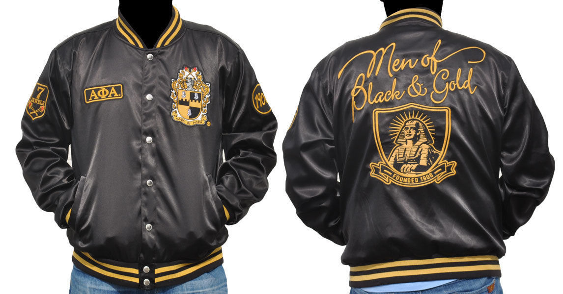 ALPHA PHI ALPHA Black Gold Satin Jacket Alpha Phi Alpha Fraternity ...