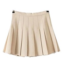 Women&#39;s High Waist Solid Pleated Mini Tennis Skirt (L,Khaki) [Apparel] - $38.60