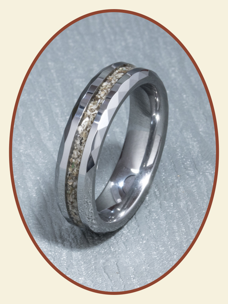 Tungsten Carbide Visible Ash Cremation Ladies / Men's Ring 6mm width