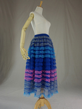Pink Red Tiered Tulle Skirt Outfit Layered Tulle Midi Skirt Custom Plus Size image 5