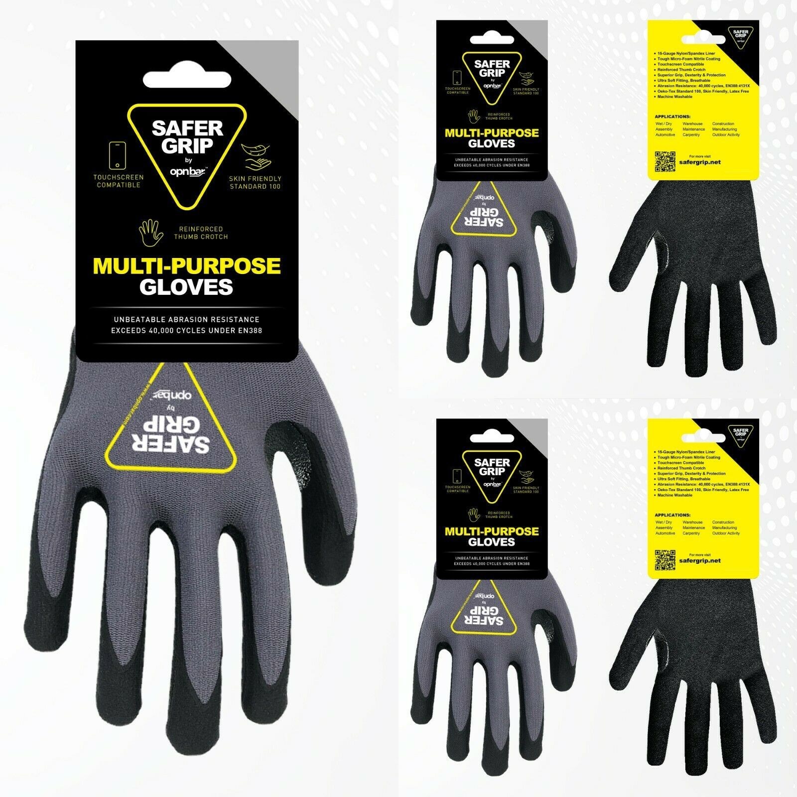 Mechanic Gloves with Touchscreen (2 Pack, Medium) - Safer Grip by OPNBar