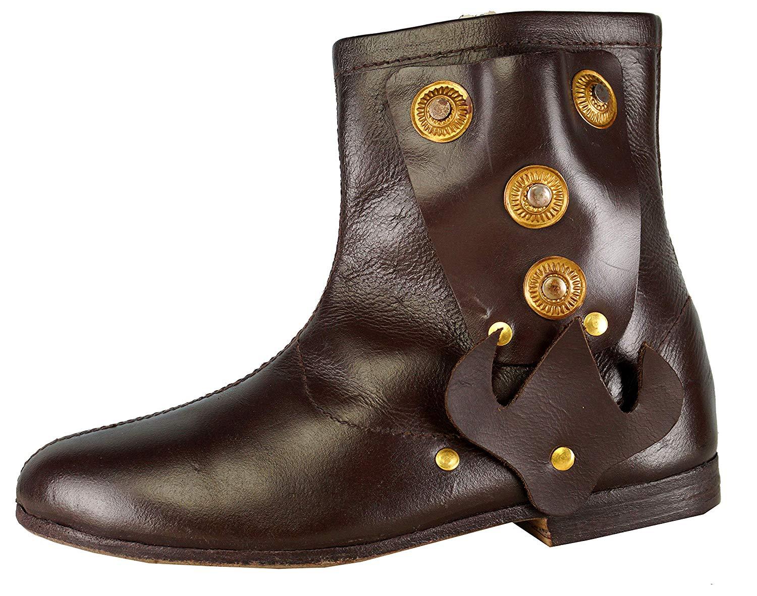 Medieval Shoes Brown Color Renaissance Cosplay Cowboy Halloween Men