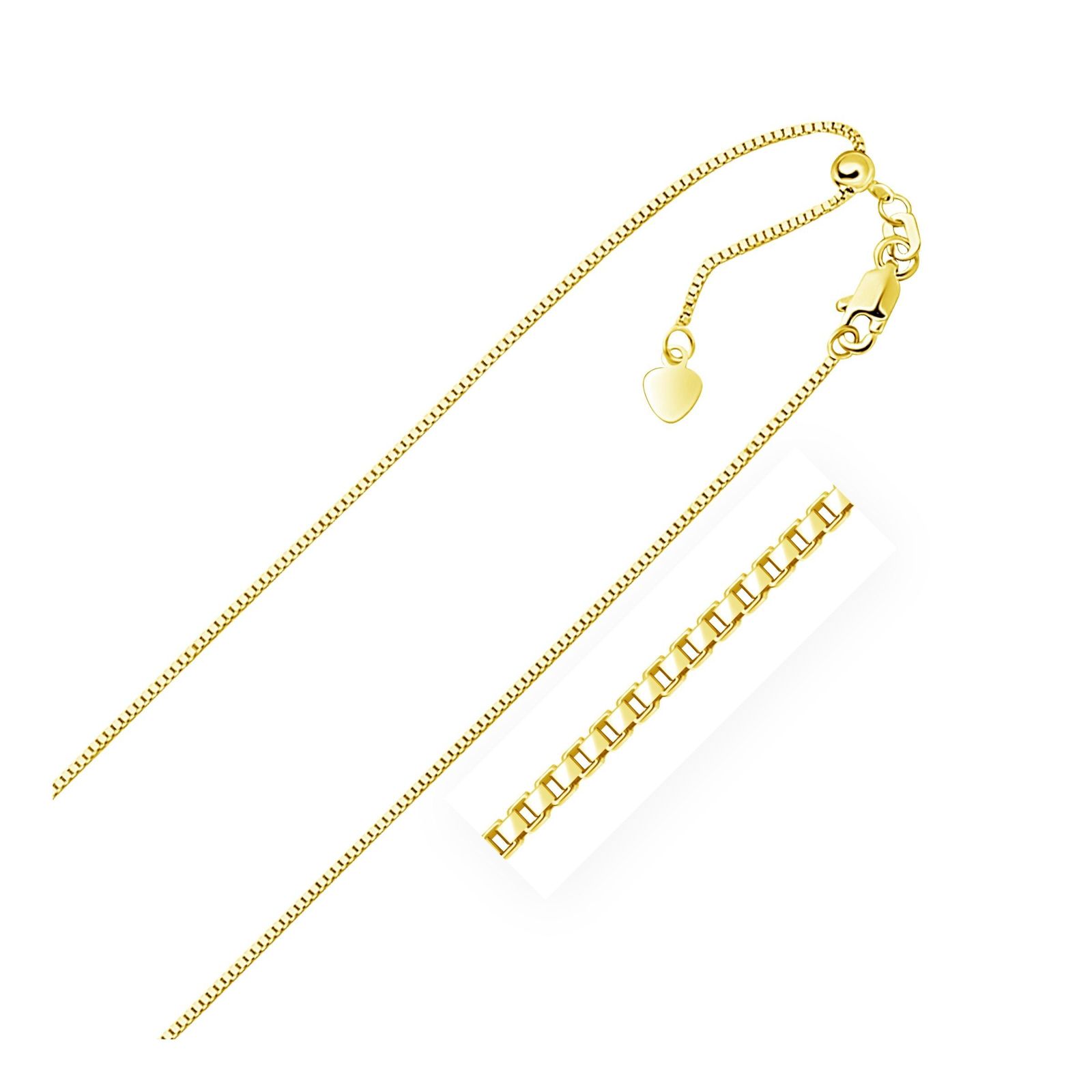 14k Yellow Gold Adjustable Box Chain 0.85mm, size 22''