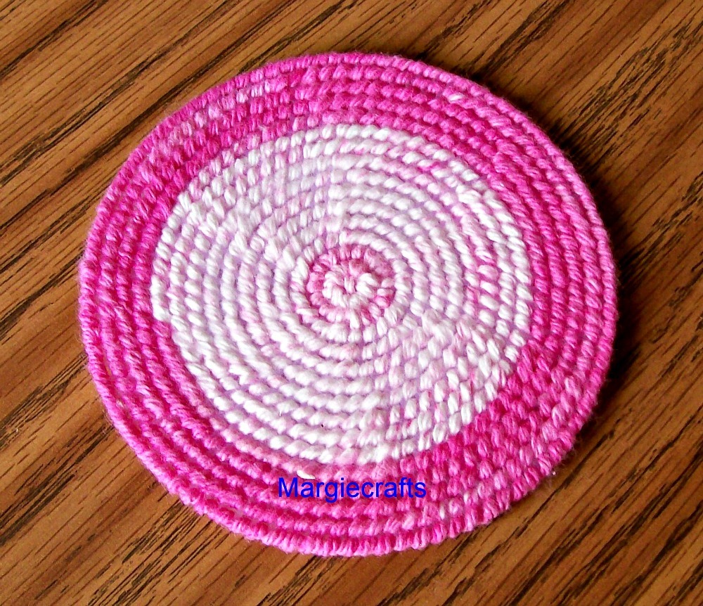 Light Colored Coasters, Plastic Canvas, Handmade, Cross Stitch, Round