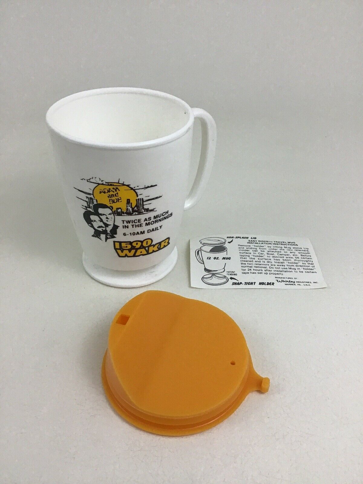 McDonalds Vintage Whirley with Lid 1590 WAKR 12oz Travel Mug Cup Adam