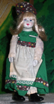 Vintage Porcelain Head- Hands Feet Bendable Playtown Sweden Doll Cultural Dress - $11.00