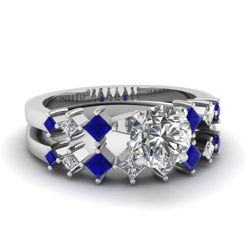 Blue Sapphire Kite Series Engagement Wedding Rings 1.00 Ct Round Cut Sim Diamond