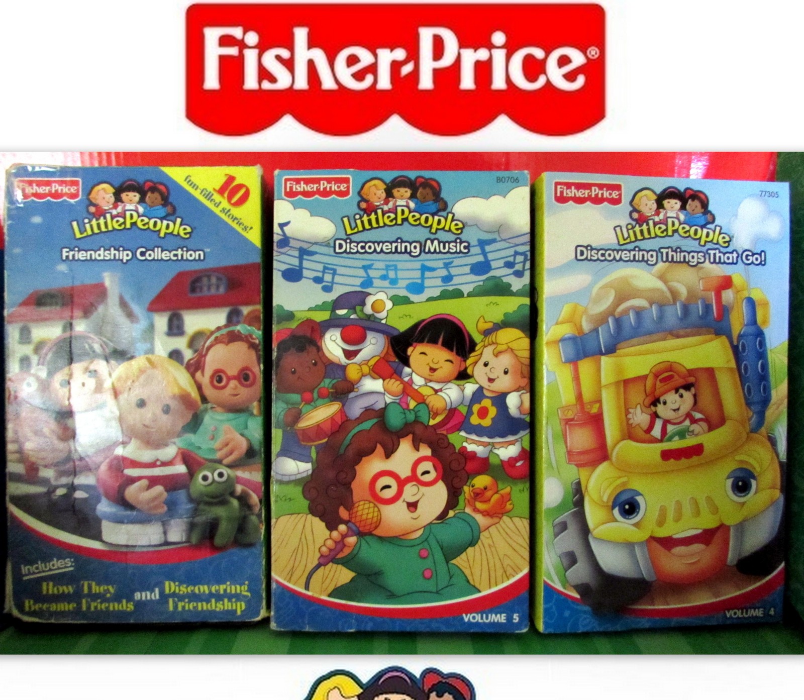 Fisher Price Little People VHS Stories Friendship Music Things That Go ...