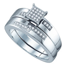 Sterling Silver Round Diamond Bridal Wedding Engagement Ring Band Set 1/... - $119.00
