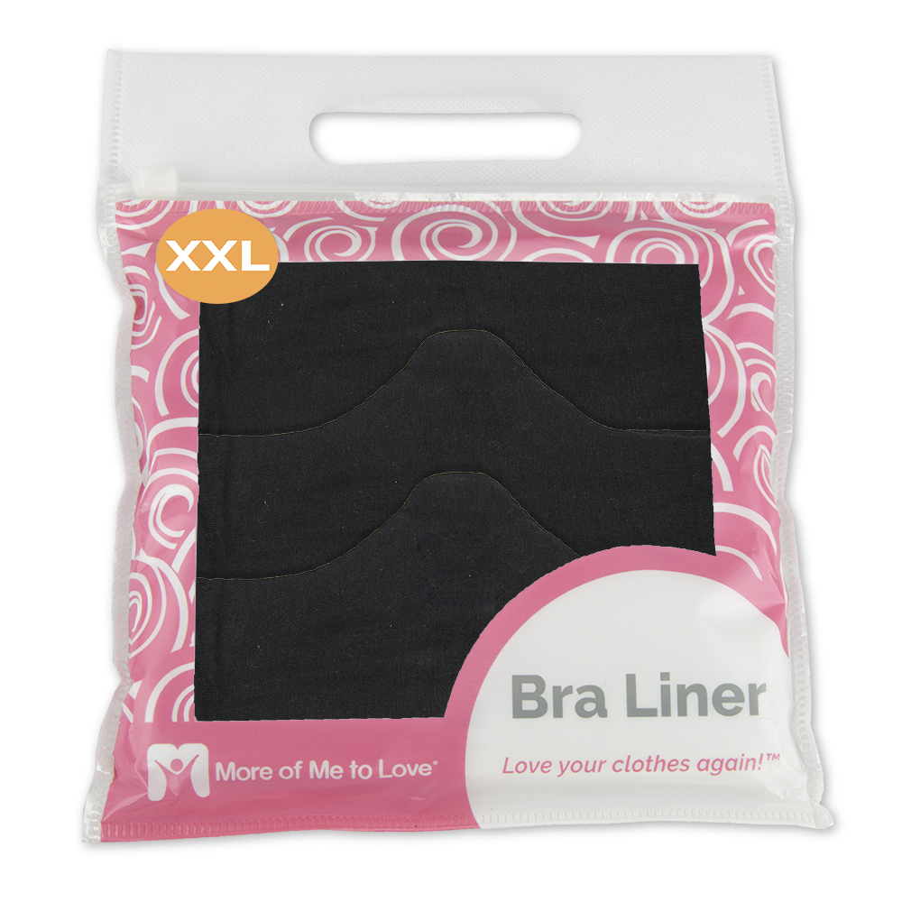 More of Me to Love Bra Liner 3-Pack XXL Black 100% Cotton Sweat-Wicking Comfort