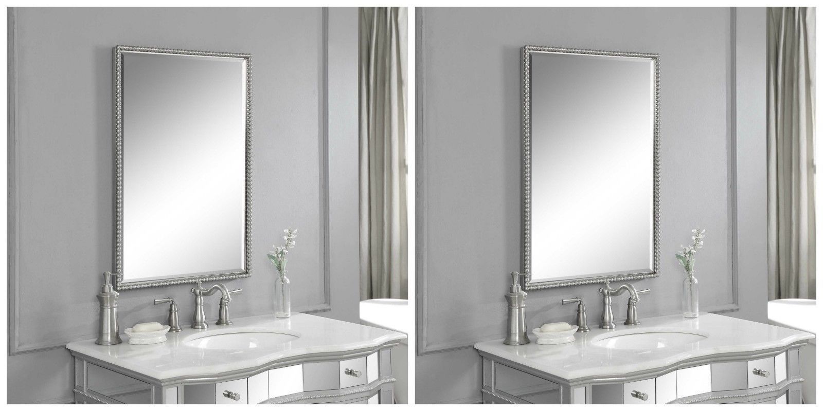 Nickel Framed Bathroom Vanity Mirror